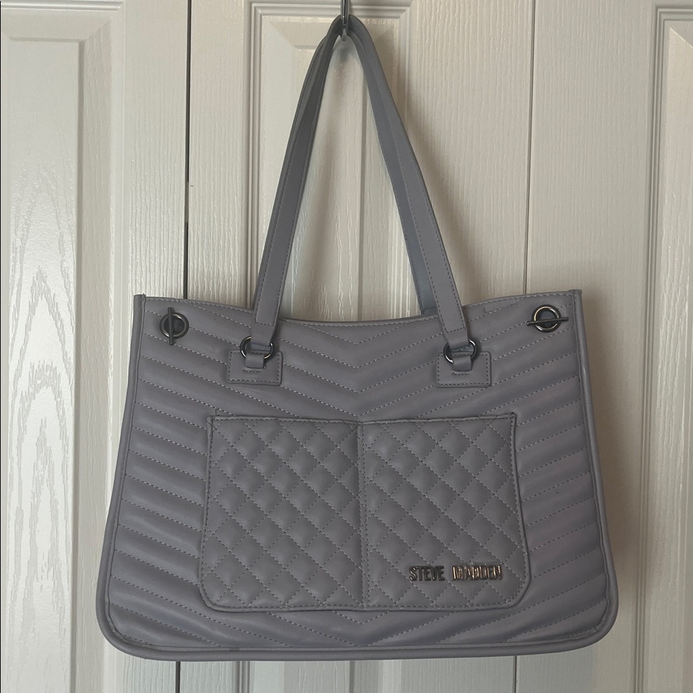 Steve Madden grayish purple tote bag. Short and long handles